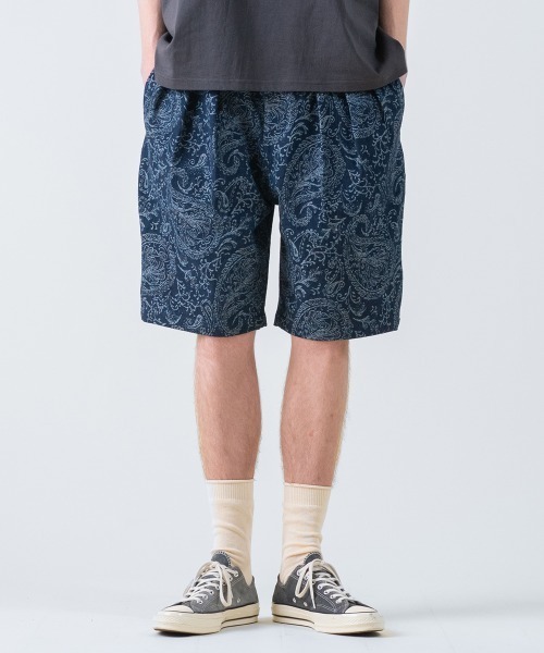 rehacer（レアセル） ワイドパンツ ジーンズ : Jacquard Denim Shorts