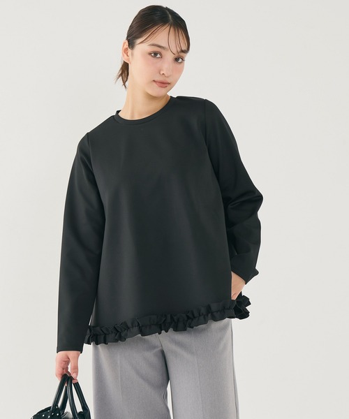 coca（コカ） tシャツ スムース裾フリルAライントップス レディース