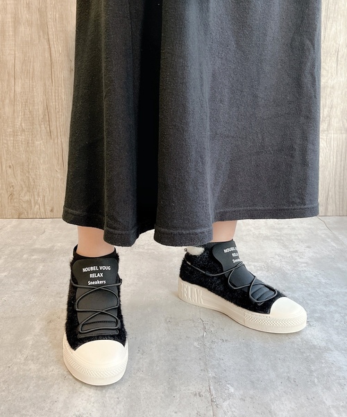 「Noubel Voug Relax」 ハイカットスニーカー 24cm グレー レディース_画像4