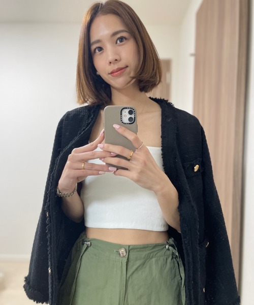 「ISOOK」 ツイードジャケット FREE ブラック レディース_画像4