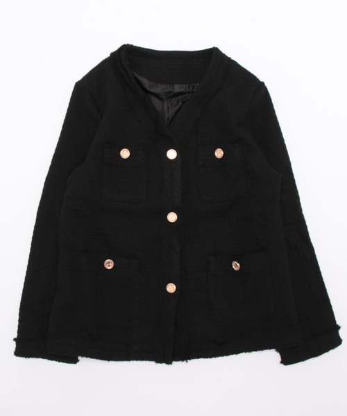 「ISOOK」 ツイードジャケット FREE ブラック レディース_画像6