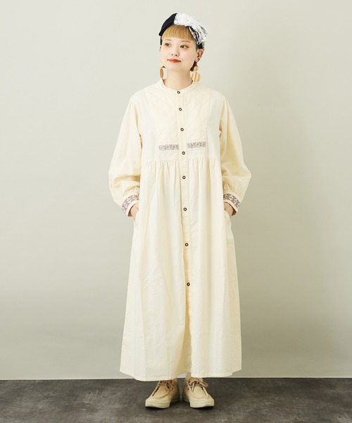 「CUBE SUGAR」 長袖ワンピース M カーキ レディース_画像2