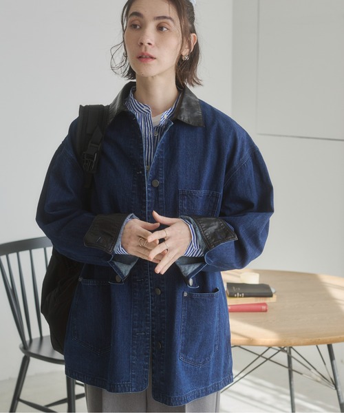 ANGIE カバーオール レザーカラー カバーオール ジャケット ANGIE カバーオール レザーカラー カバーオール ジャケット