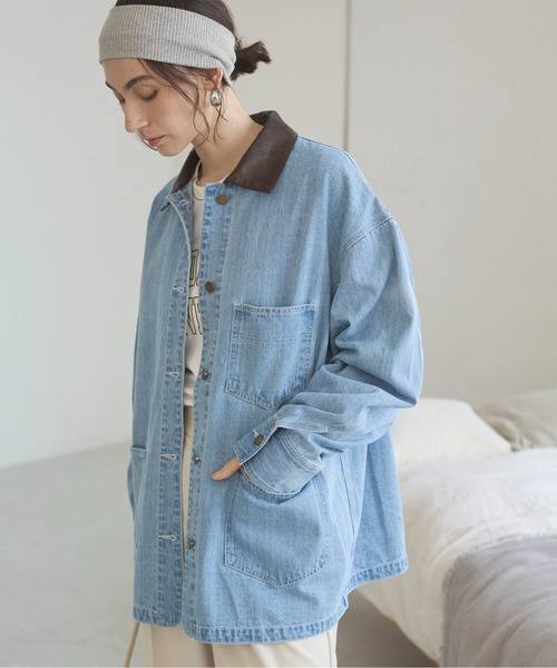 ANGIE カバーオール レザーカラー カバーオール ジャケット