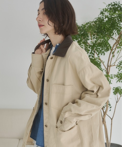 ANGIE カバーオール レザーカラー カバーオール ジャケット