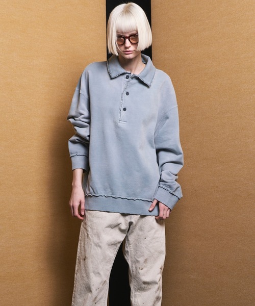 MAISON SPECIAL (メゾン スペシャル)長袖ポロシャツ MAISON SPECIAL（メゾンスペシャル） ポロシャツ 「UNISEX」Deep Front