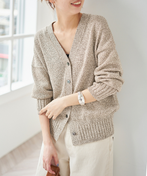 spick&amp;span 片畔Vネックカーディガン 新品 Spick & Span スピックアンドスパン 片畦Vネックカーディガン