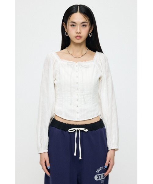 moussy 新作 ブラウス コットンレース moussy - 【大人気】マウジー コットンレースブラウスの通販 by shop