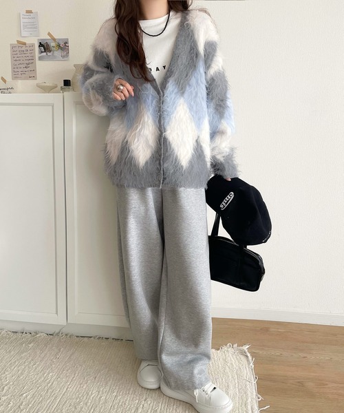 「classicalelf」 ニットカーディガン LARGE ブルー レディース_画像5