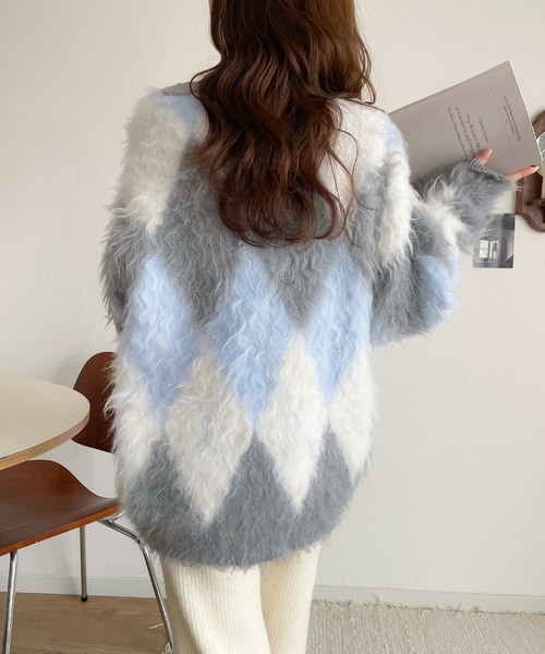 「classicalelf」 ニットカーディガン LARGE ブルー レディース_画像9