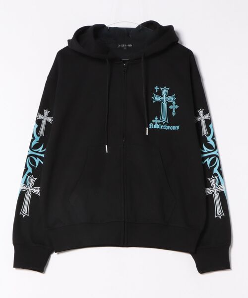BENDER TOKYO パーカー ゴシック クロスモチーフ グラフィックプリント