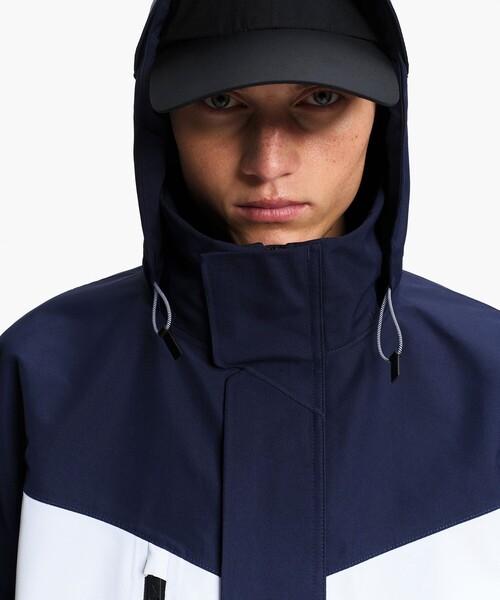 マウンテンパーカー ウインドブレーカー GORE-TEX ゴアテックス 防風 防水 透湿 ミドル丈マルチポケットジャケット メンズの画像