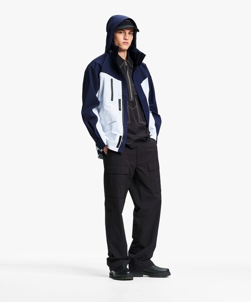 マウンテンパーカー ウインドブレーカー GORE-TEX ゴアテックス 防風 防水 透湿 ミドル丈マルチポケットジャケット メンズの画像