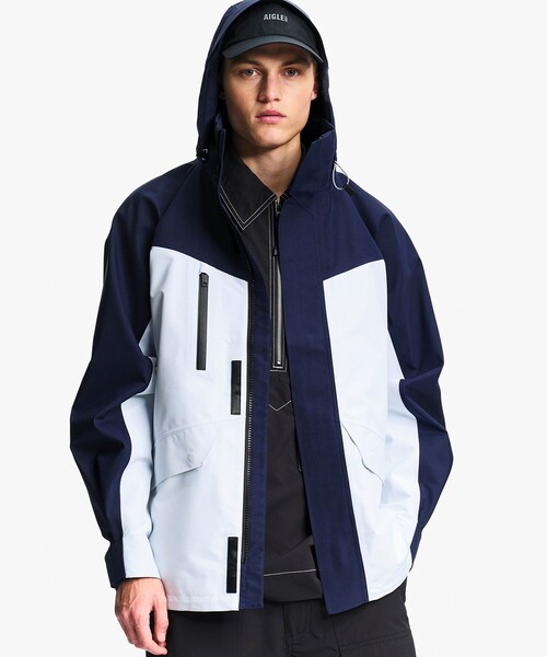 マウンテンパーカー ウインドブレーカー GORE-TEX ゴアテックス 防風 防水 透湿 ミドル丈マルチポケットジャケット メンズの画像