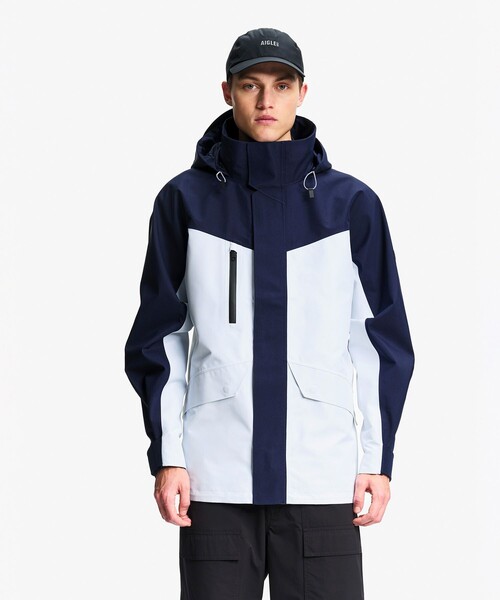 マウンテンパーカー ウインドブレーカー GORE-TEX ゴアテックス 防風 防水 透湿 ミドル丈マルチポケットジャケット メンズの画像