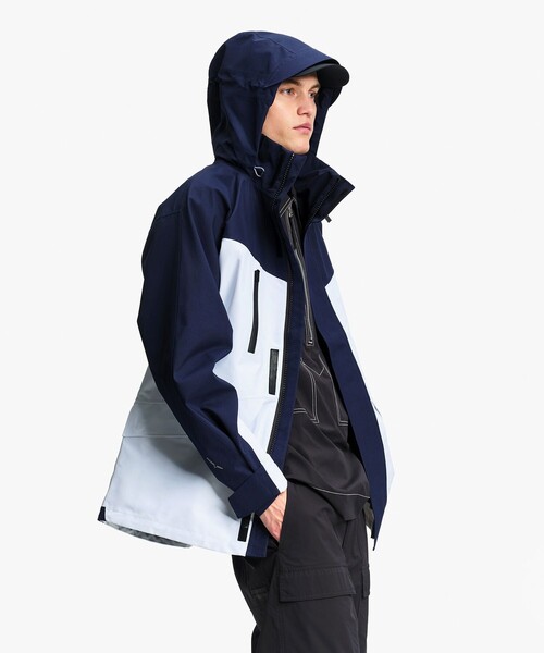 マウンテンパーカー ウインドブレーカー GORE-TEX ゴアテックス 防風 防水 透湿 ミドル丈マルチポケットジャケット メンズの画像