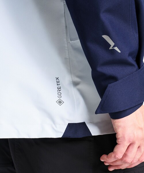 マウンテンパーカー ウインドブレーカー GORE-TEX ゴアテックス 防風 防水 透湿 ミドル丈マルチポケットジャケット メンズの画像