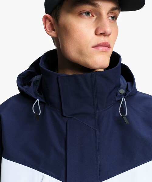 マウンテンパーカー ウインドブレーカー GORE-TEX ゴアテックス 防風 防水 透湿 ミドル丈マルチポケットジャケット メンズの画像