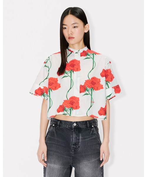 ブラウス シャツ 'KENZO Archive Rose' ショートスリーブ シャツ イン コットン ポプリン レディースの画像