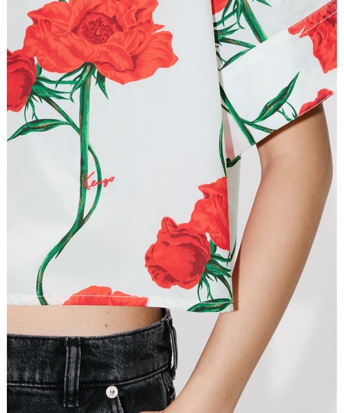 ブラウス シャツ 'KENZO Archive Rose' ショートスリーブ シャツ イン コットン ポプリン レディースの画像