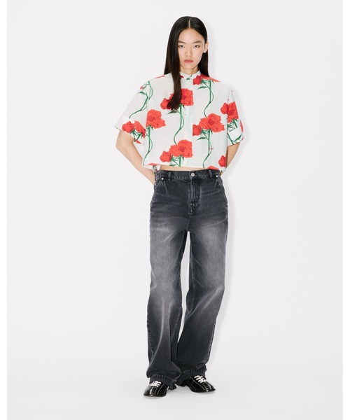 ブラウス シャツ 'KENZO Archive Rose' ショートスリーブ シャツ イン コットン ポプリン レディースの画像