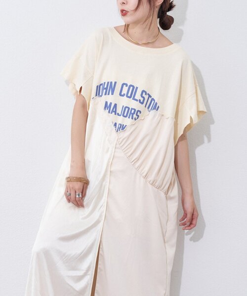 tシャツをワンピースにリメイク 一点もの 古着リメイク 羽舞うチュール