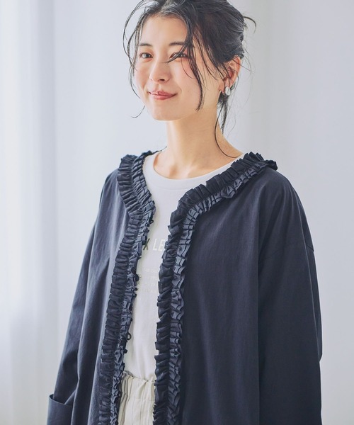 ブラウス シャツ コットンフリルワイドスリーブブラウス レディースの画像