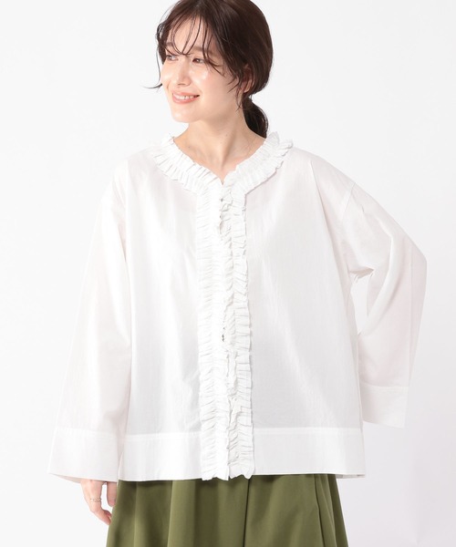 ハグオーワー花柄フリル長袖ブラウス Hug o war（ハグオーワー） 花柄長袖ブラウス - ピンク レディース