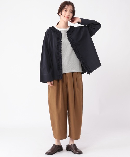 ブラウス シャツ コットンフリルワイドスリーブブラウス レディースの画像