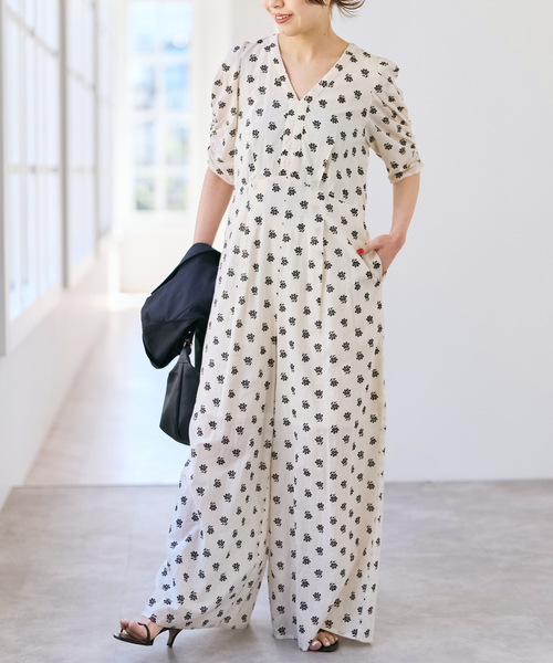 【ne Quittez pas / ヌキテパ】COTTON DOBBY Cotton Dobby Wave Flower Foil Print Sleeveless Dress | Pasand by