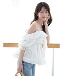 ブラウス シャツ オフショルボリュームフリルブ...の詳細画像3