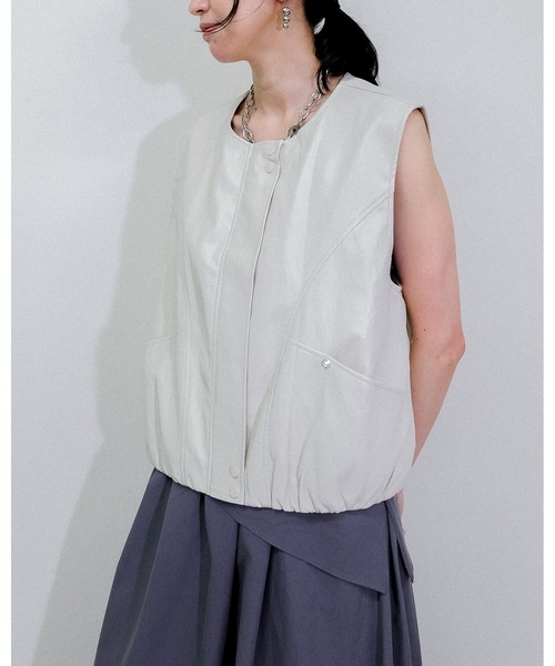 レザージャケット ライダース Fake Leather Vest レディース | Julep | 02