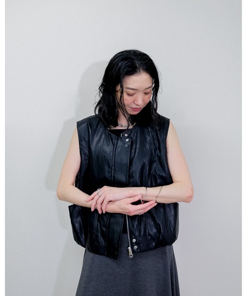 レザージャケット ライダース Fake Leather Vest レディース | Julep | 22
