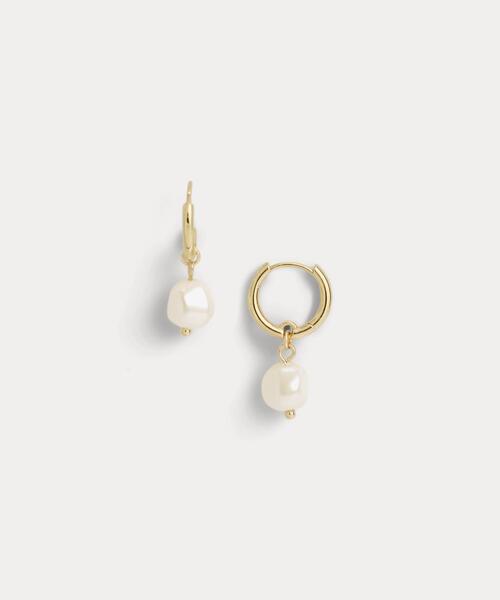 ピアス ゴールドプレーテッド フェイクパール ハギー ピアス レディースの画像