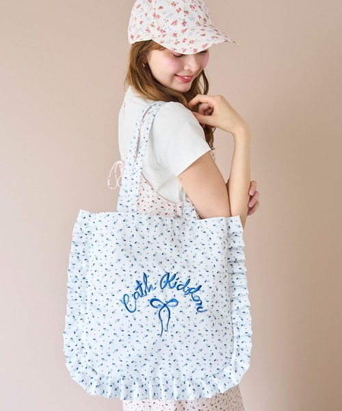 水色 ハート刺繍 キャディバッグ Cath Kidston（キャス・キッドソン） ポーチ フリルトートバッグ Rose