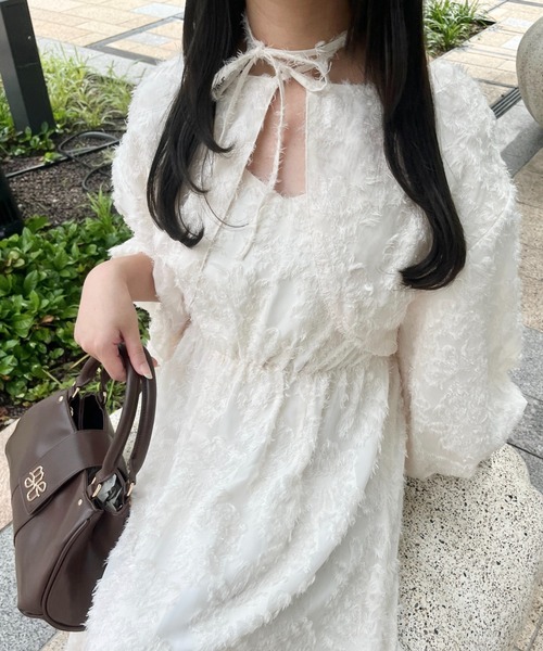 「mellowneon」 7分袖ワンピース SMALL アイボリー レディース_画像8