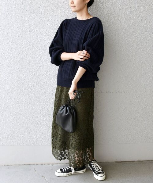 SHIPS any ニット any: ヘリンボーン パフ スリーブ プルオーバー