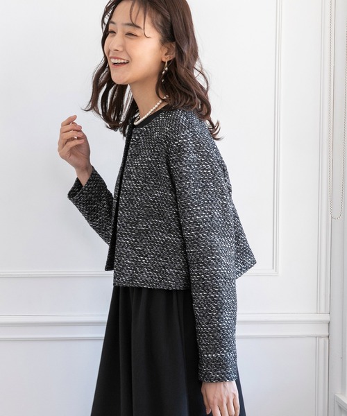 <kaene>カエン　ジャケット　スーツ　黒　セレモニー　卒業　卒園 kaene スーツ シフォンフリルジャケット「ブラック：ブラック