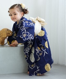 新品未使用　utatane 浴衣3点セット えんじのひらひら花染分け utatane｜utatane kids 子供浴衣3点セット 女の子 えんじの