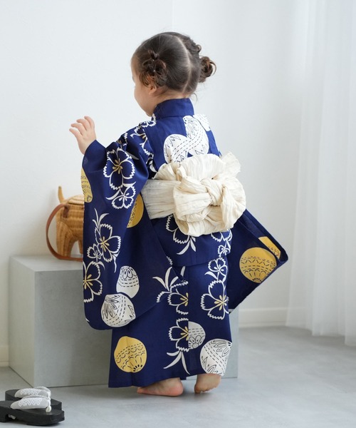 Utatane 浴衣3点セット utatane｜utatane 浴衣3点セット ローケツ染め風 きなりに亀甲