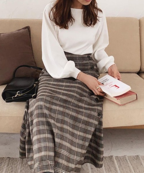 Isn't She？ スカート チェックフレアボタンスカート : ZOZOTOWN