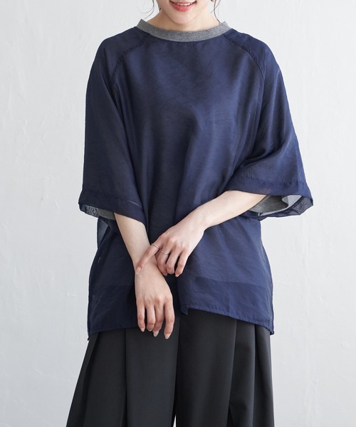 tシャツ オーガンジーTシャツ レディース Limue tシャツ オーガンジービスチェカットソー レディース