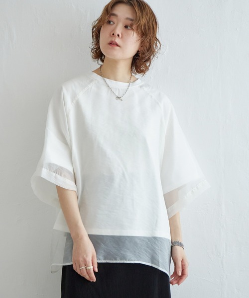 tシャツ 「MADE IN JAPAN」オーガンジーブラウス レディース notch.（ファッション） tシャツ オーガンジーTブラウス