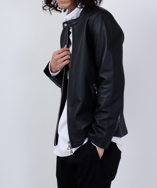 MMMM 革ジャン ライダース ラムレザーシングルライダースジャケット