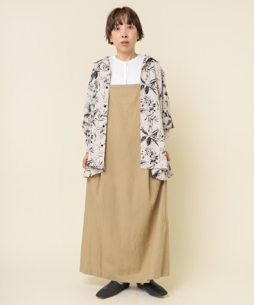 近年品【新品】オレボレブラ♥️ ぶたさん花柄リネンTシャツ RNA-N ブラウス シャツ B2797 植物柄プリント開襟シャツ