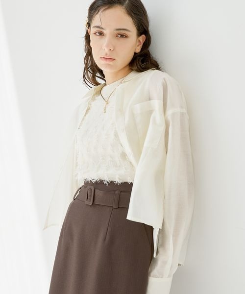 Andemiu ブラウス シャツ シアーショートシャツ126033