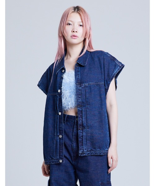 ベスト ジレ 「8」「it」「Little Sunny Bite 」KURO x little sunny bite denim vest レディース
