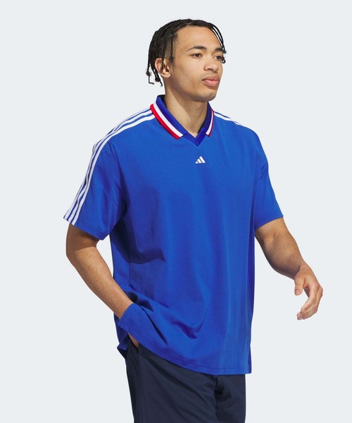 adidas ポロシャツ ツイストニット オーバーサイズ 半袖ポロ