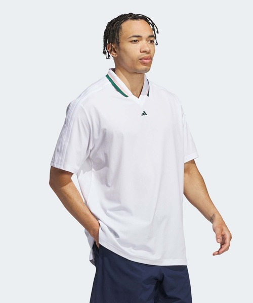 【adidas GOLF/アディダス】Vネック ツイストニット半袖シャツ・XL白 adidas - 【adidas GOLF/アディダス】Vネック ツイストニット