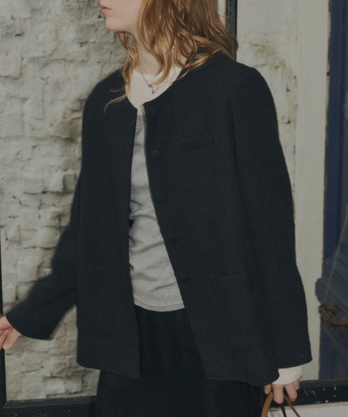 collar less tweed jacket / カラーレスツイードジャケット（ノー